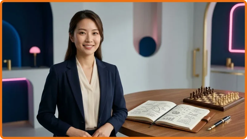 Bộ chiến lược và biểu đồ tăng trưởng trên bàn làm việc hiện đại, minh họa tầm quan trọng của kiến thức cá cược.
