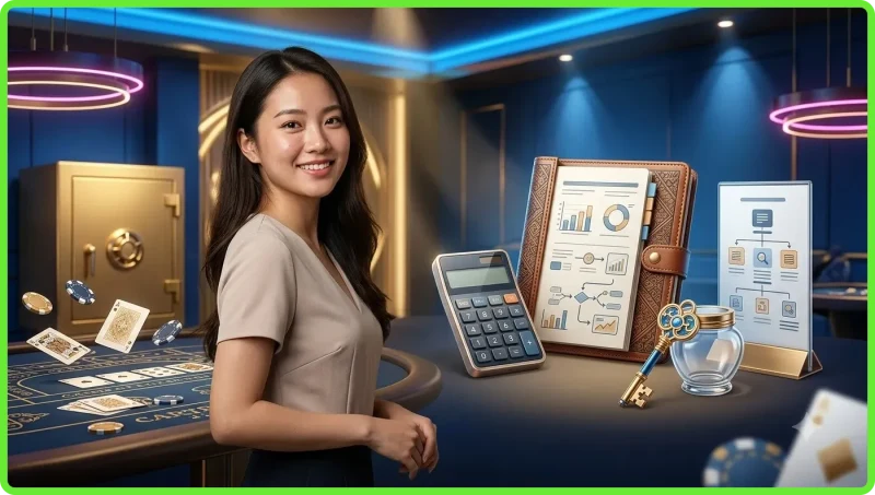Hình minh họa lợi ích của việc đặt ngân sách giải trí với heo đất vàng và biểu tượng bảo vệ tài chính