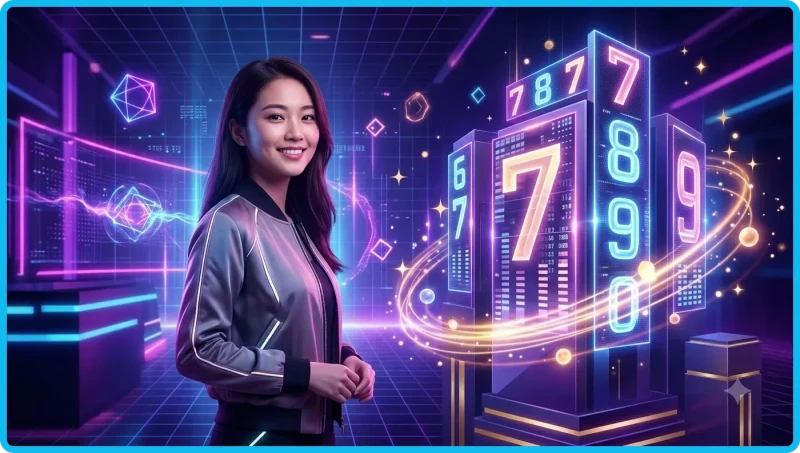Minh họa nguồn tra cứu kết quả xổ số đáng tin cậy với giao diện hologram hiện đại.