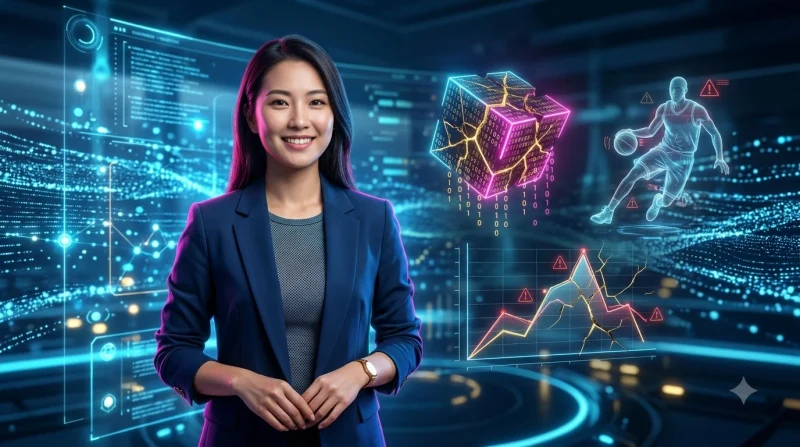 Minh họa những sai lầm khi cược bóng rổ online với đường đi dữ liệu đứt gãy và cảnh báo ánh sáng đỏ