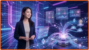 Minh họa quản lý rủi ro khi chơi jackpot với biểu đồ tài chính và đồng xu phát sáng