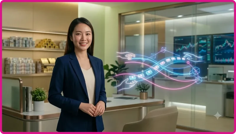 Minh họa tài khoản kỹ thuật số lưu trữ tài sản và lịch sử giao dịch cá nhân